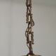 Large French Art Nouveau Acanthus 6 Light Bronze & Crystal Cage Chandelier