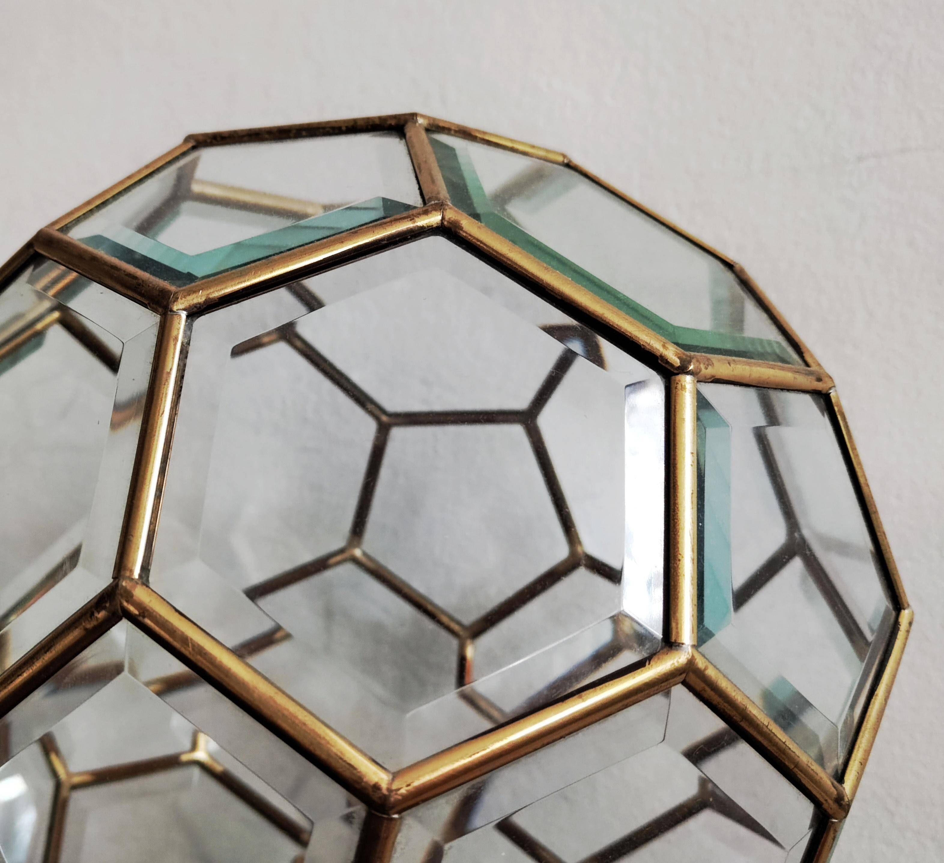 Adolf Loos style lamp in brass and faceted glass from the 1950s.