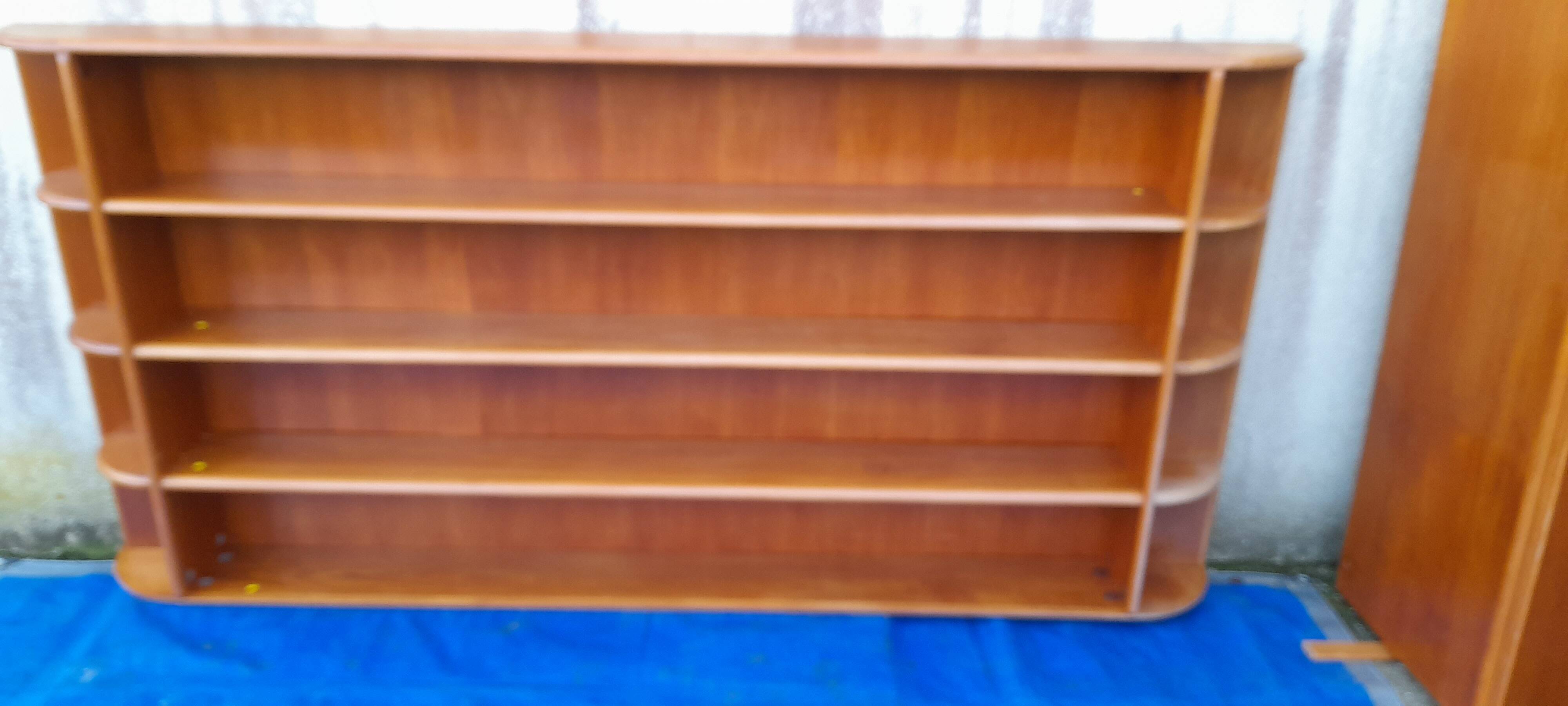 Scandinavian wall shelf in teak veneer L 229 cm