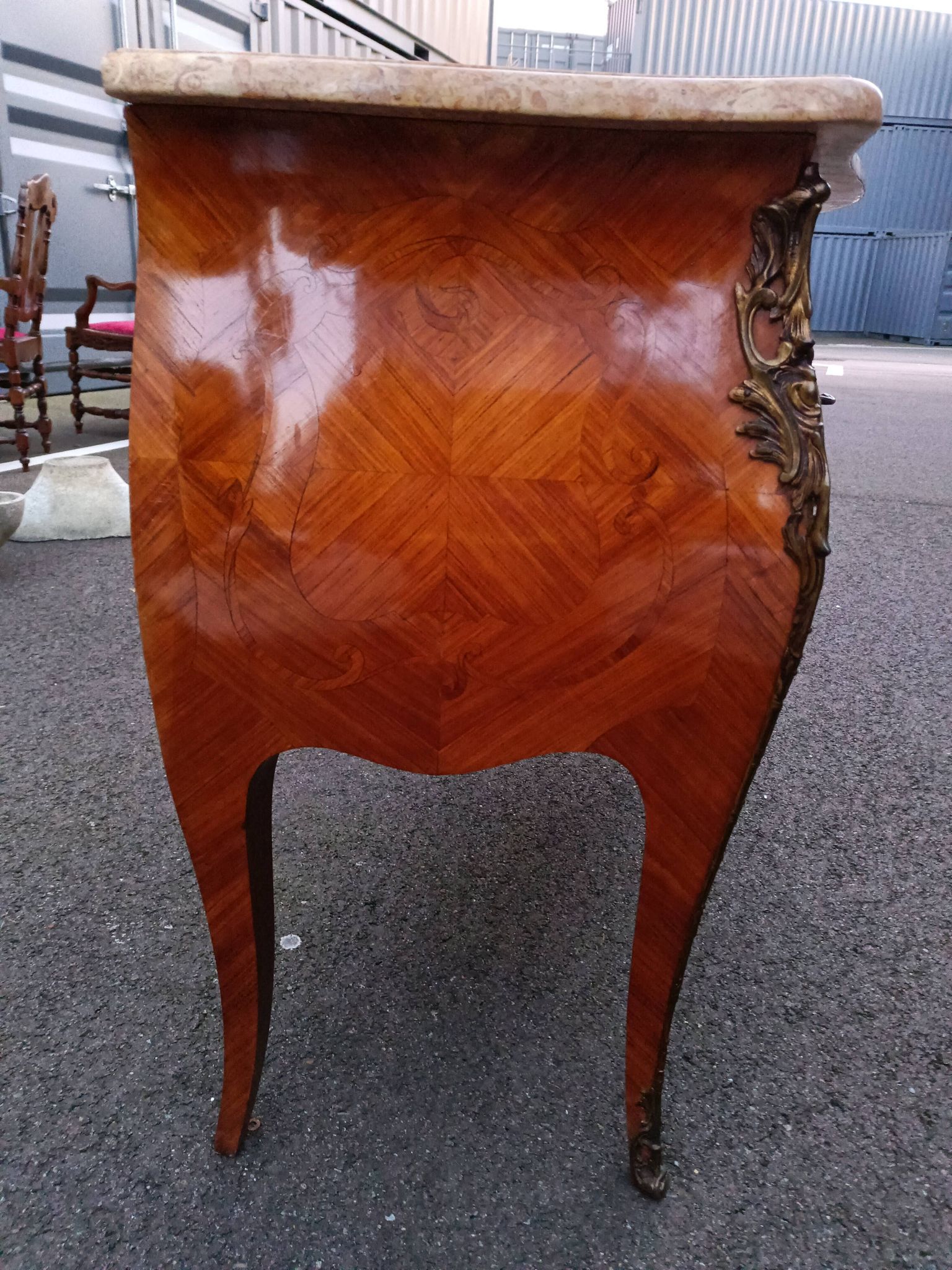 Chest of drawers marquetry marble top