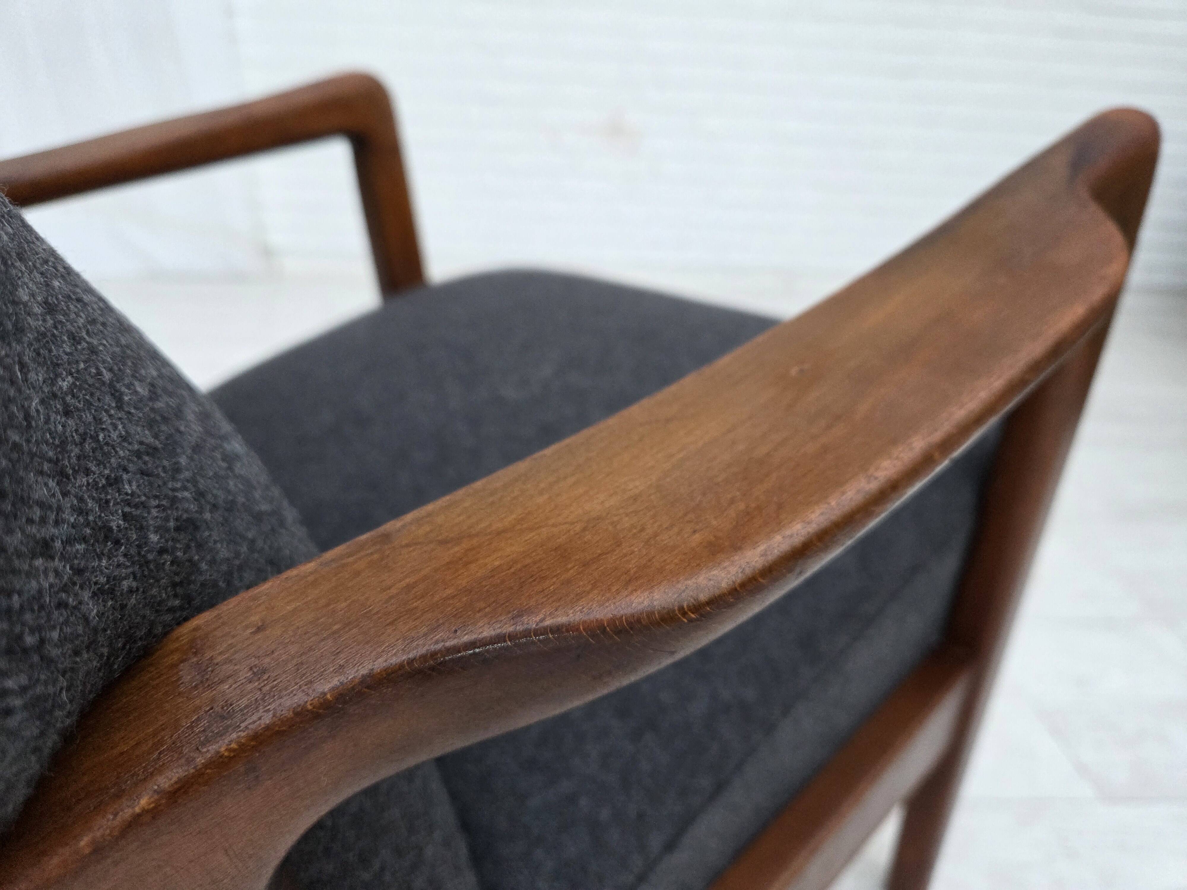 1960s, Danish armchair by Fritz Hansen model 8000/8020, furniture wool.