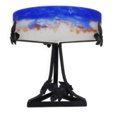 Degué Art Nouveau centerpiece in glass paste and wrought iron. 1920s
