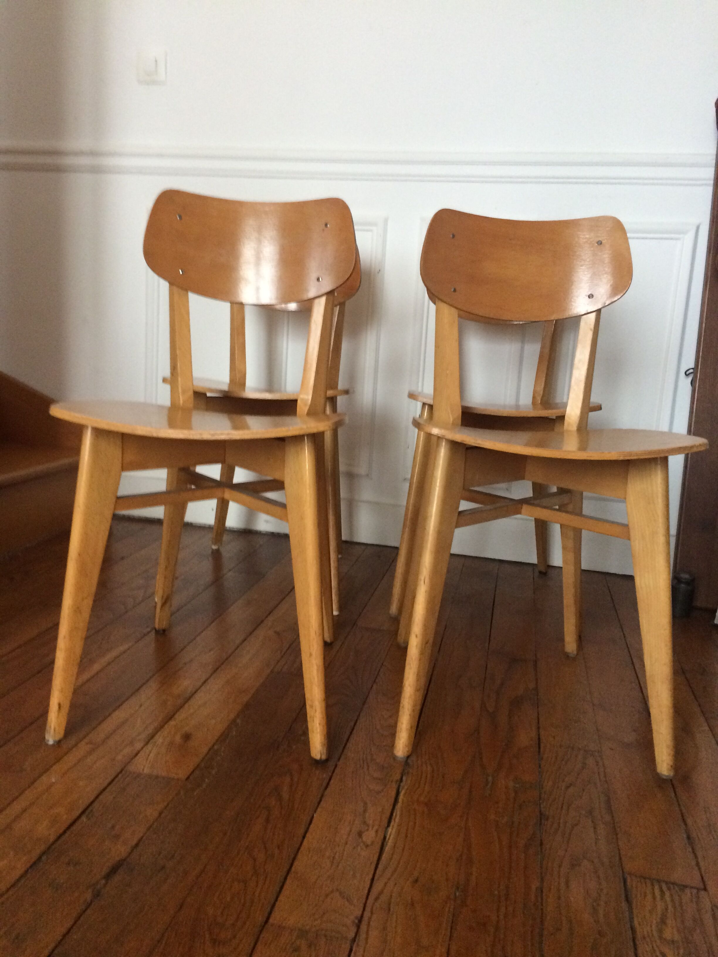 4 vintage beech chairs