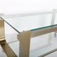 Vintage coffee table in gold metal and double glass top, 70s