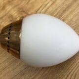 Four-light pendant lamp, brass and opaline glass, Maison Arlus, Paris, vintage 1970s