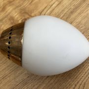 Four-light pendant lamp, brass and opaline glass, Maison Arlus, Paris, vintage 1970s