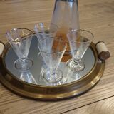 Art deco brass mirror tray