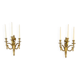 Pair of Louis XVI style wall sconces in gilded bronze, circa 1880.