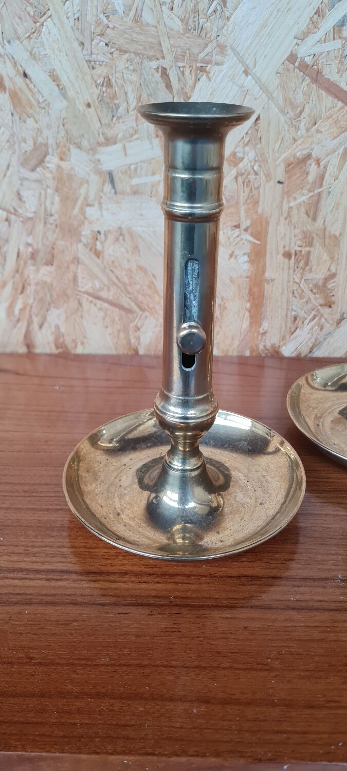 Pair of gilded brass candle holders