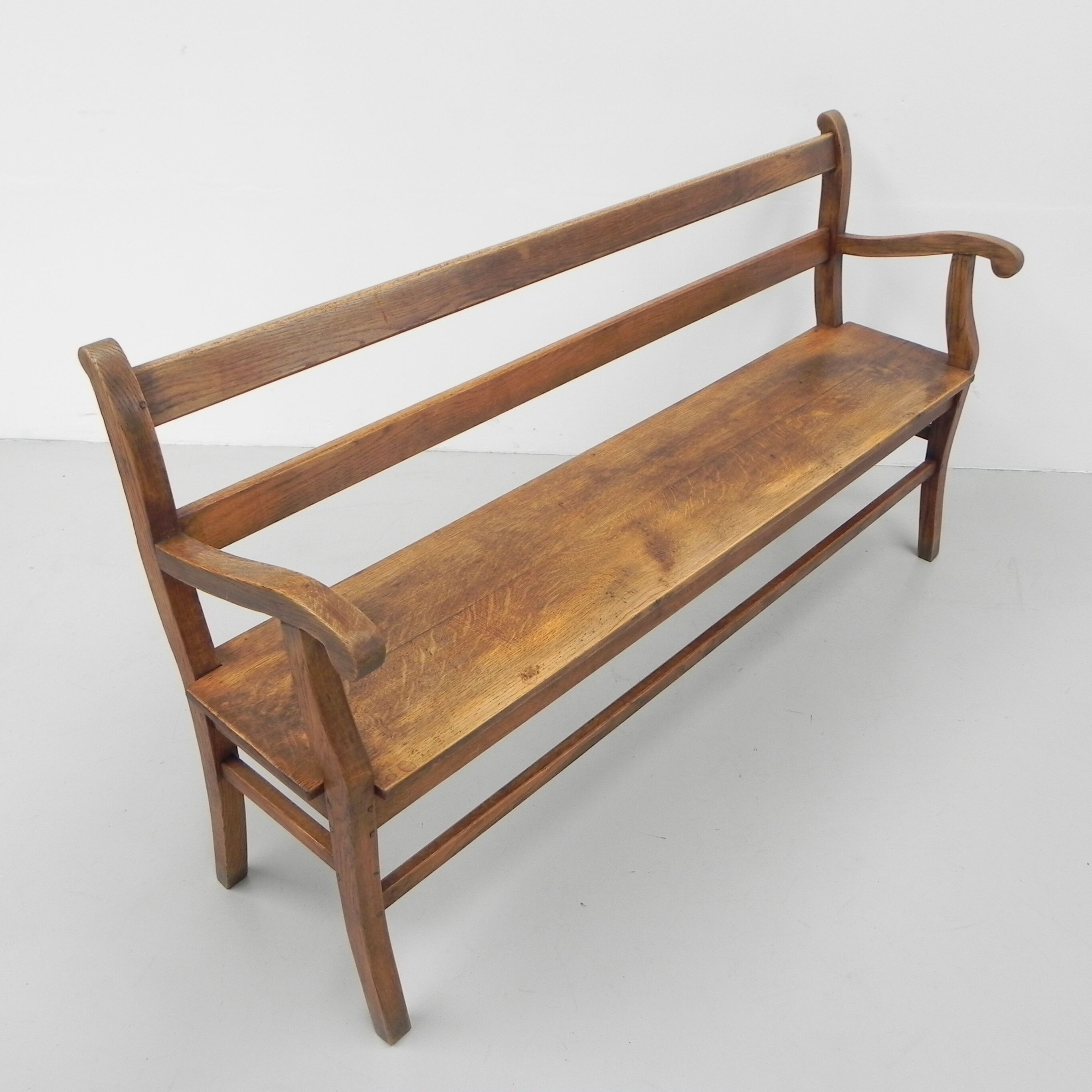 Oak cafe sofa with armrests 160 cm long