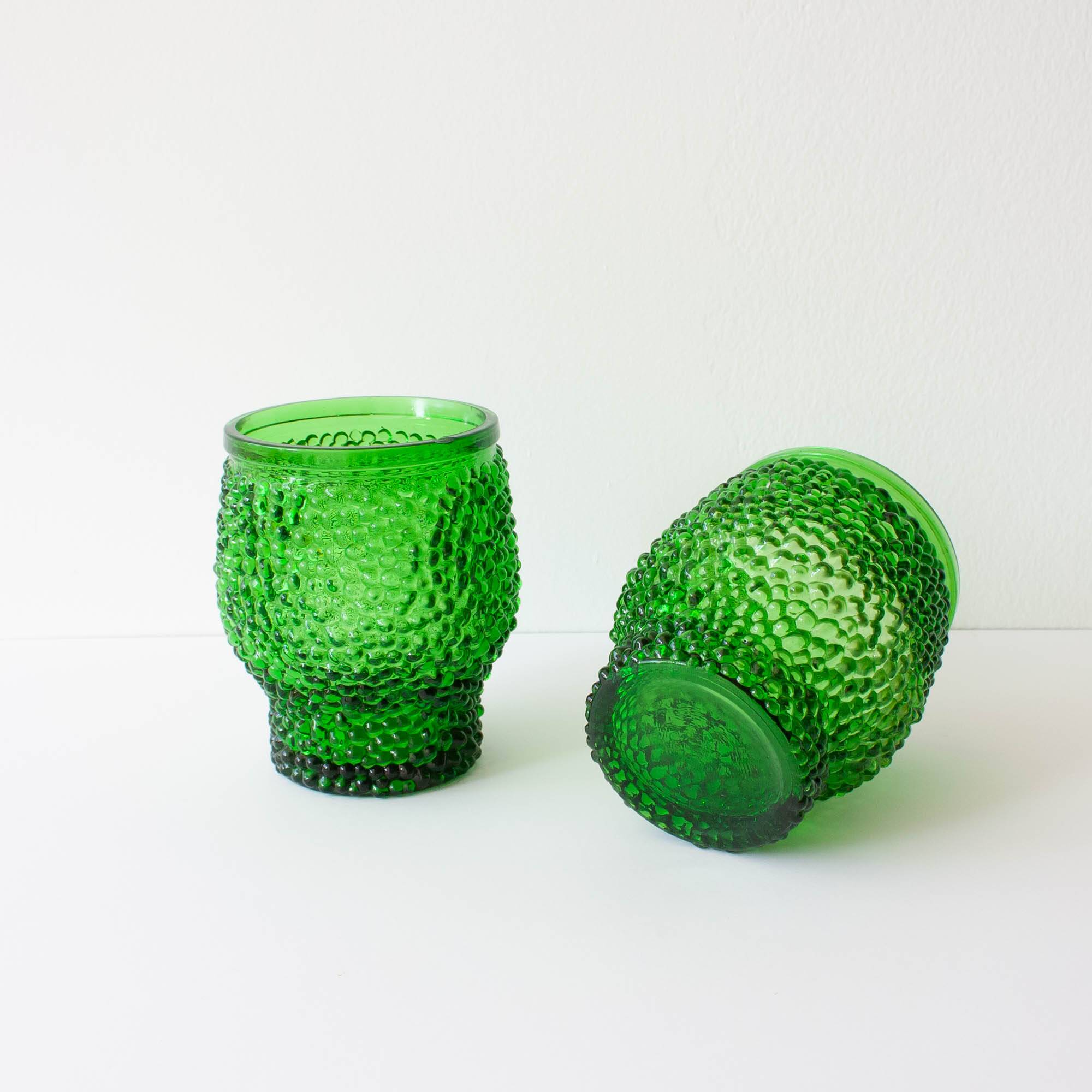 Vintage Green Set of 6 Cocktail bubble glasses, ice bucket and ice clamps