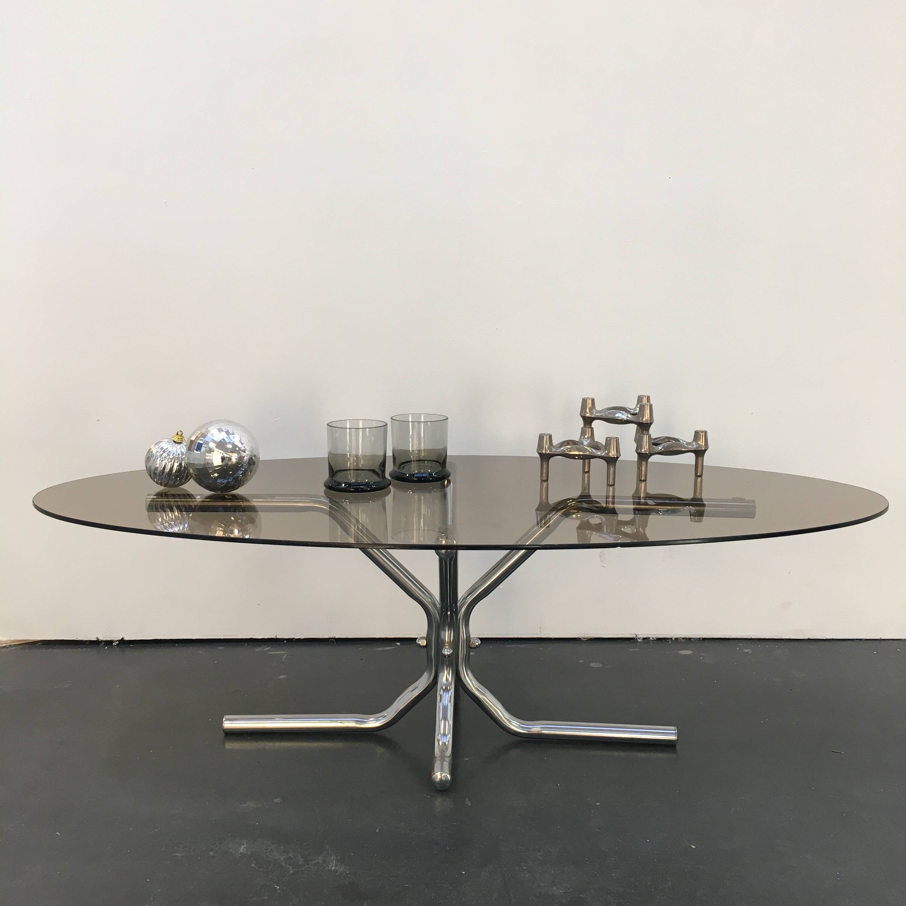 70s chrome and smoked glass coffee table