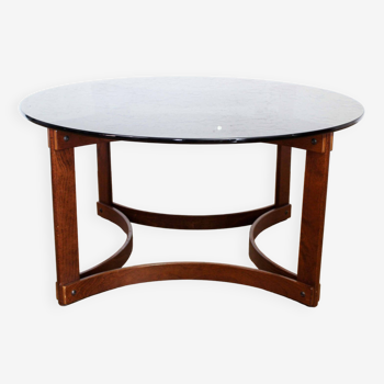 Scandinavian coffee table bent wood and glass