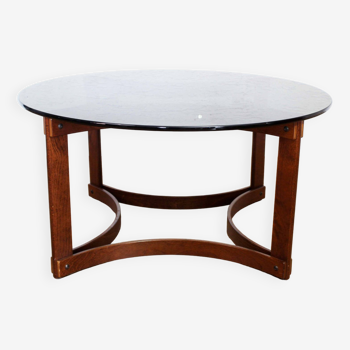 Table basse scandinave bois cintré et verre