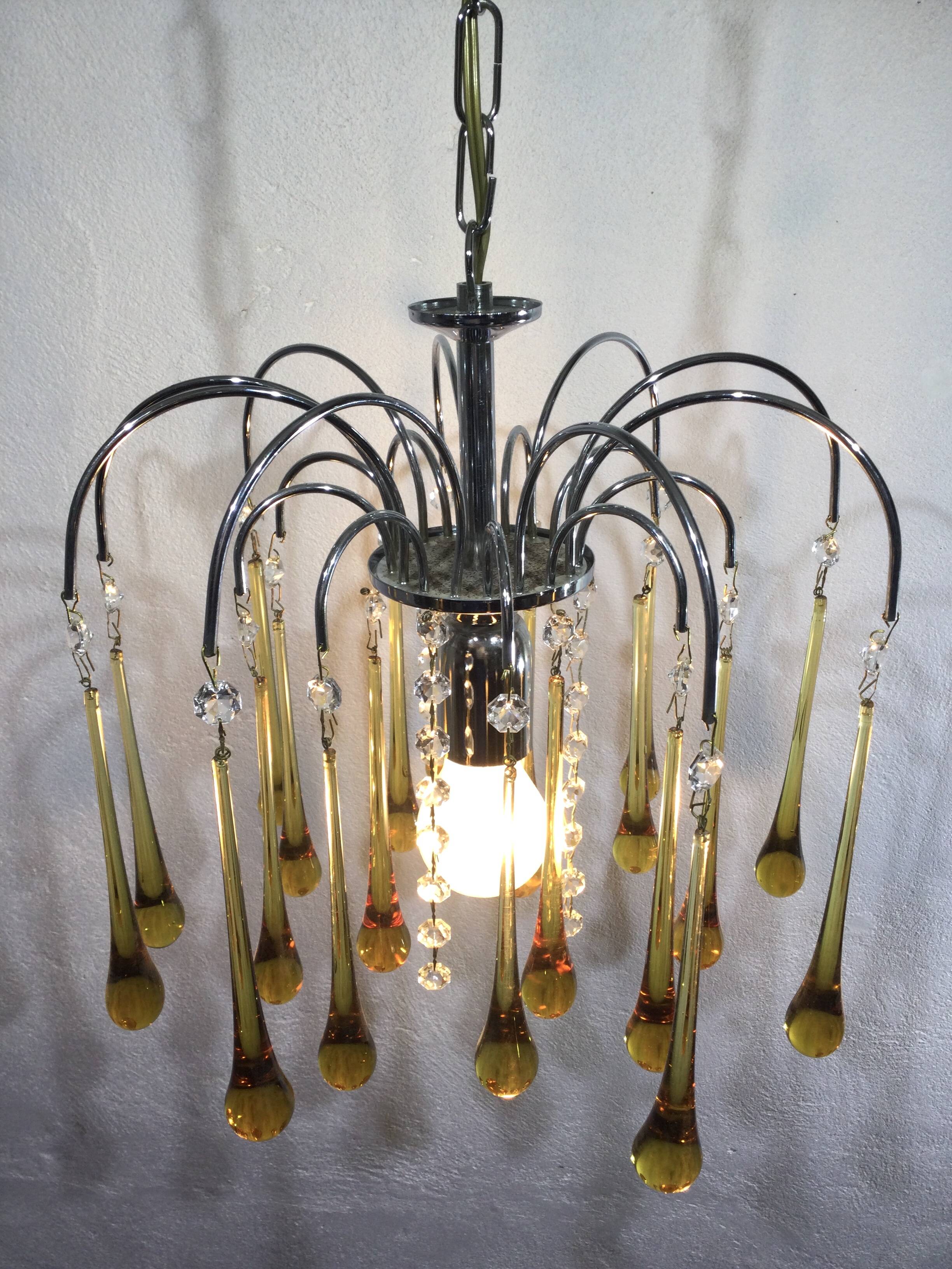 Murano chandelier drops in amber crystal