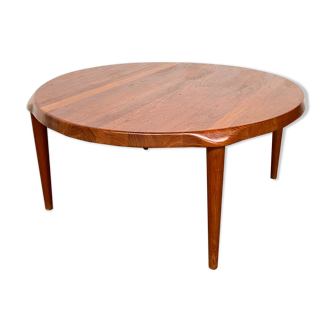 Mid Century Solid Teak Round Danish Coffee Table by John Boné for Mikael Laursen, 1970s.