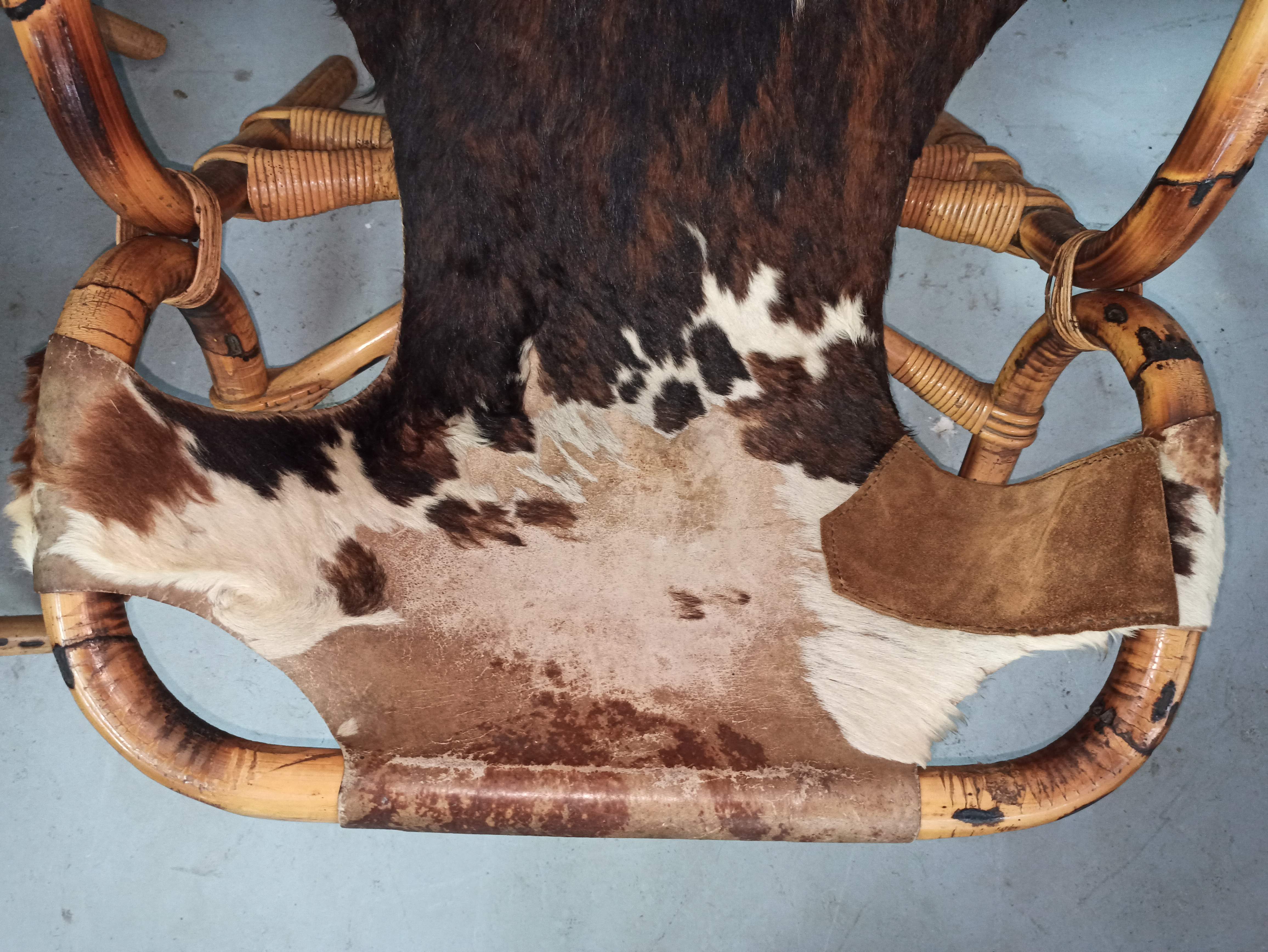 Pair of armchairs bamboo leather skin rohé noordwolde