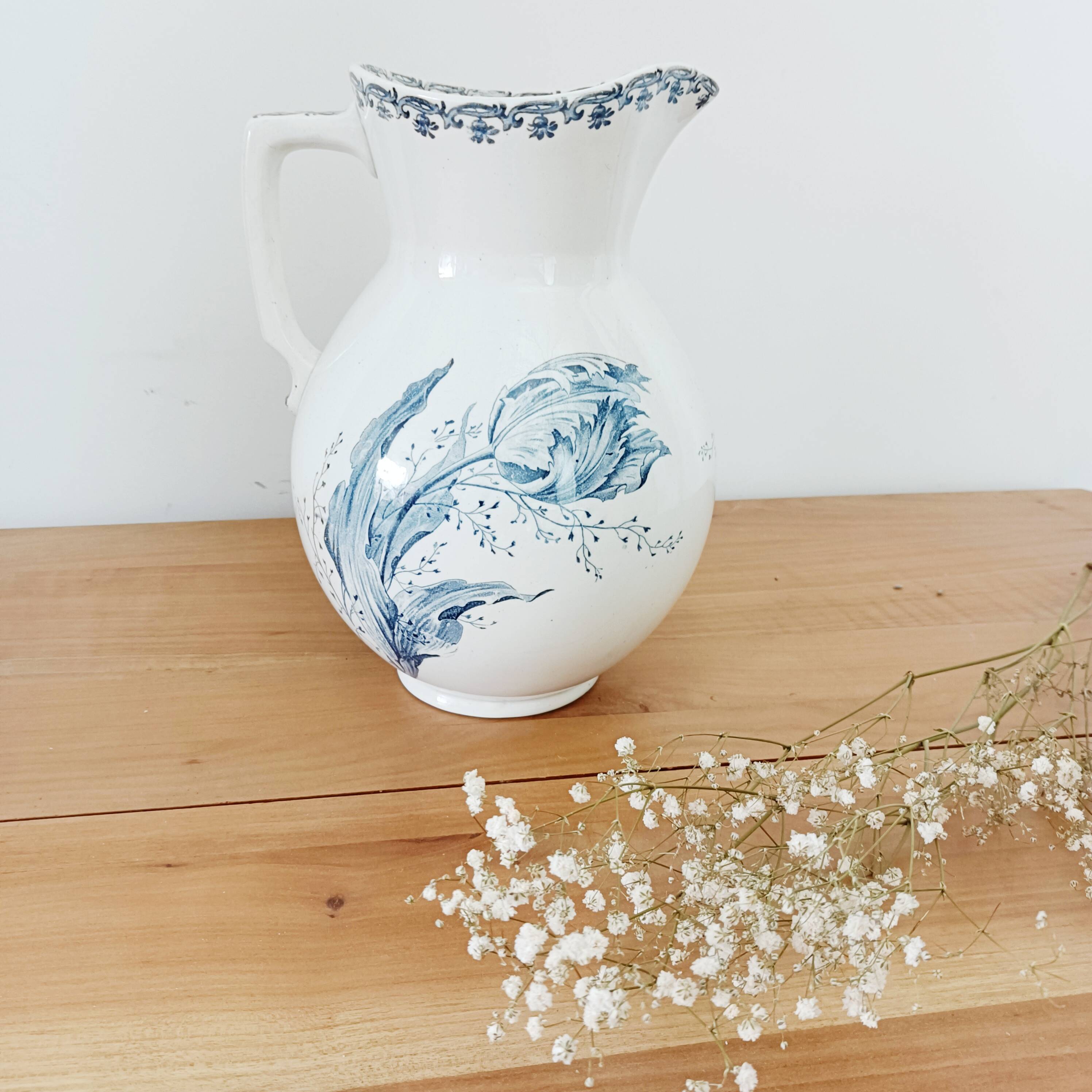 Broc de toilette / vase Sarreguemines tulips