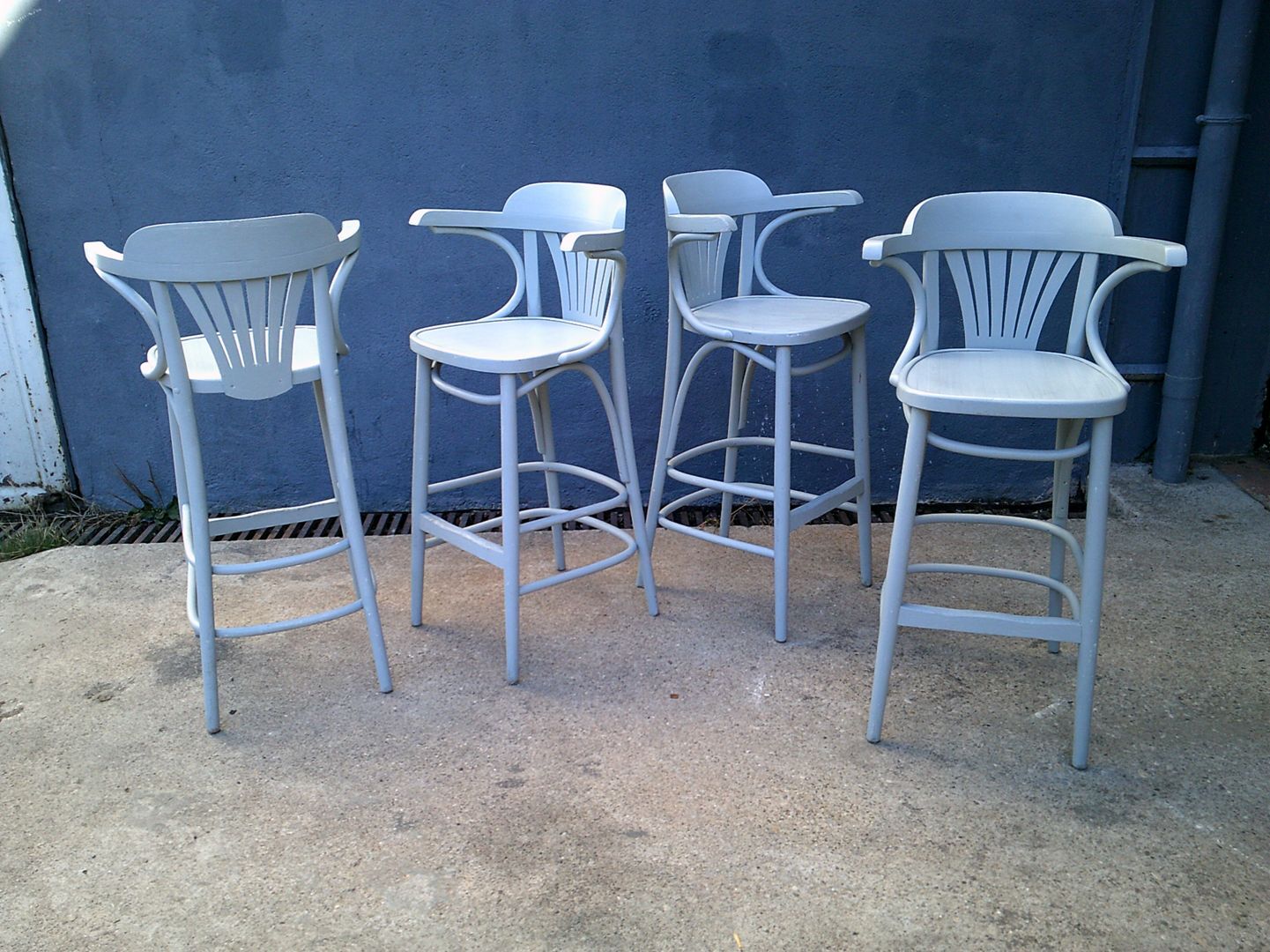 Set of 4 stools bistro in wood
