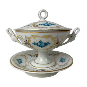 Small tureen with flower and gold motifs