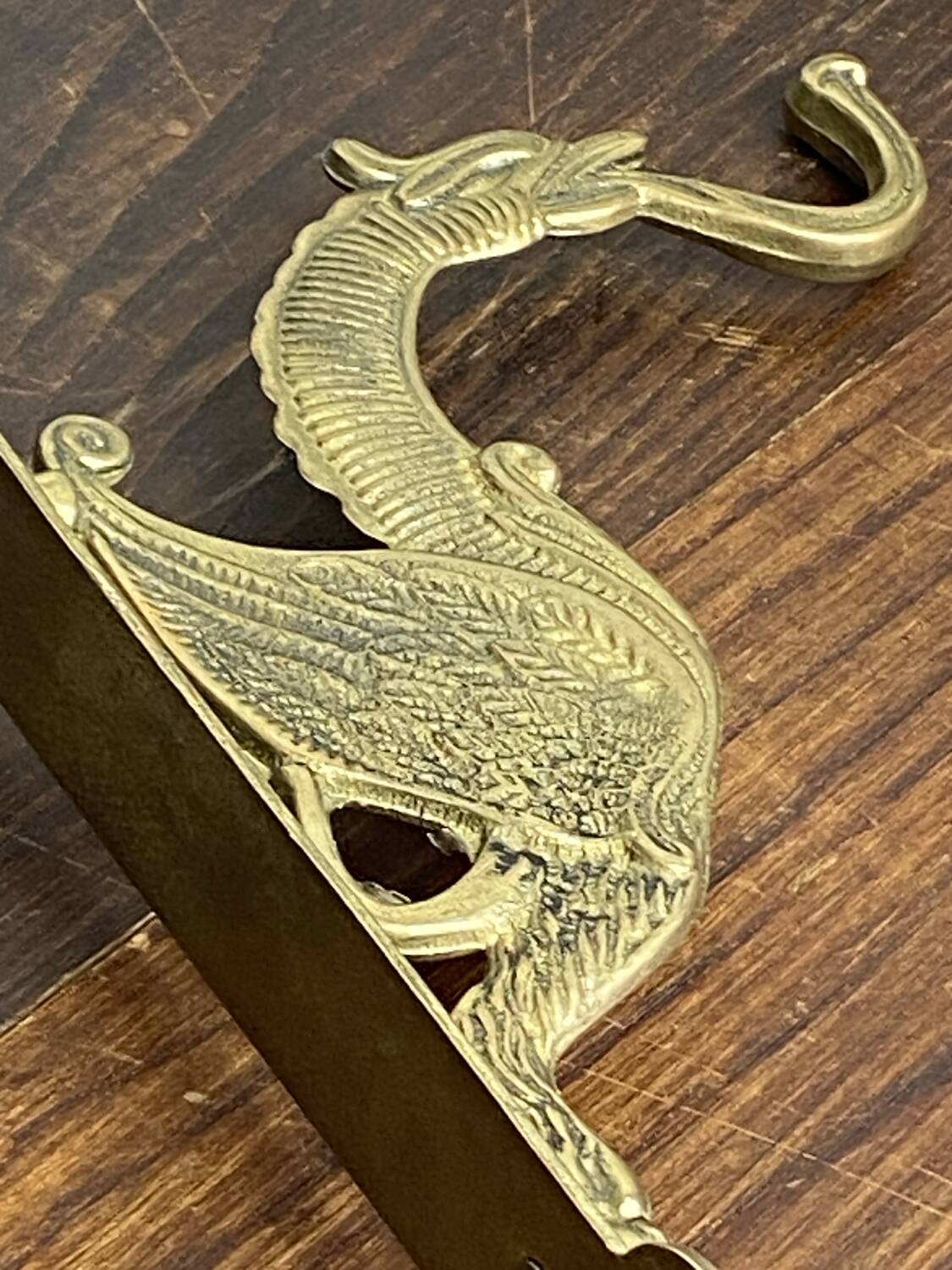 Antique wall hooks, dragon shape, in brass