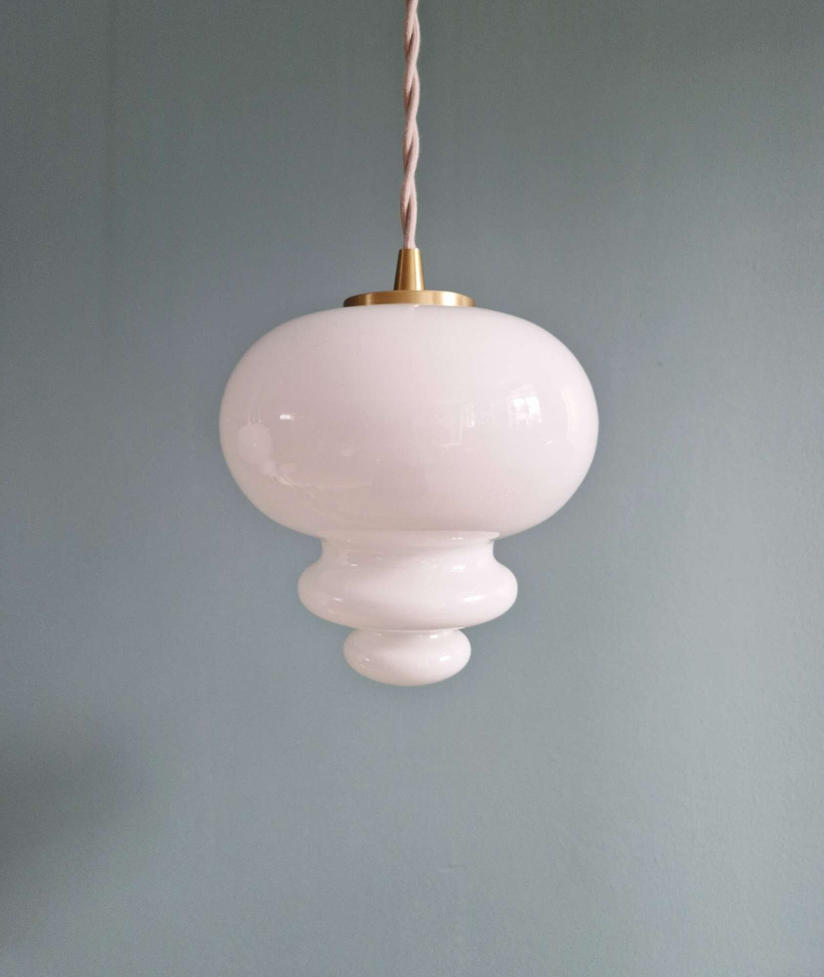 Scandinavian trio of suspensions in white opaline, 1960.