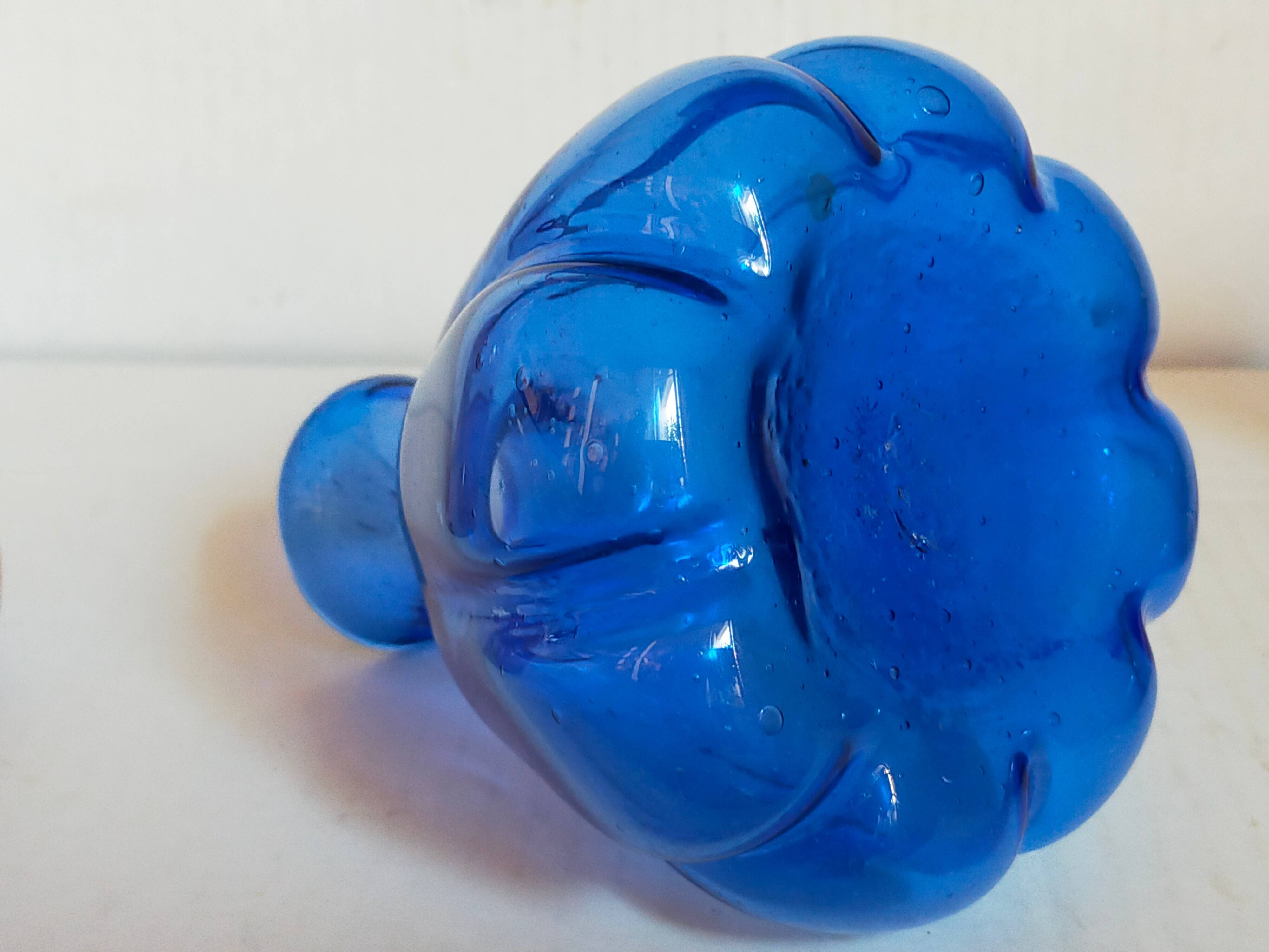 Trio of vintage blown glass soliflore vases