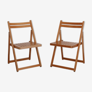 Pair of vintage wood folding chairs