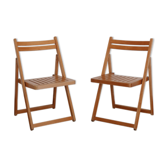 Pair of vintage wood folding chairs