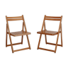 Pair of vintage wood folding chairs