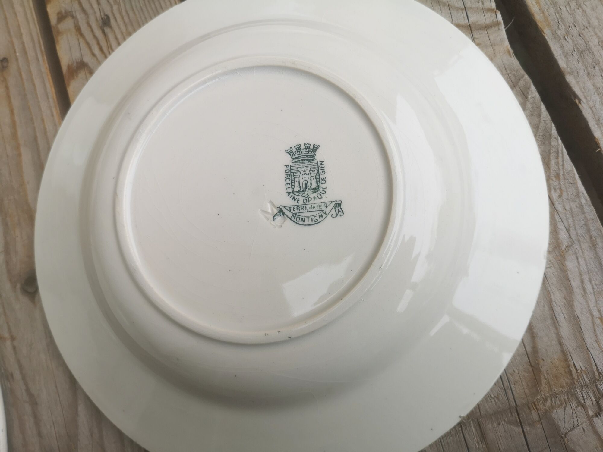 4 Hollow plates Terre de Fer in Opaque Porcelain from Gien Collection Montigny