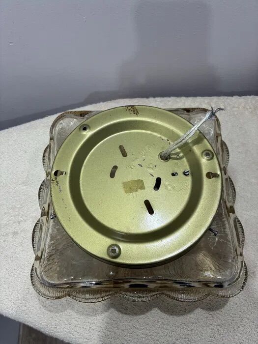 Vintage Glashütte Limburg Flower Glass Flush Light 1960s