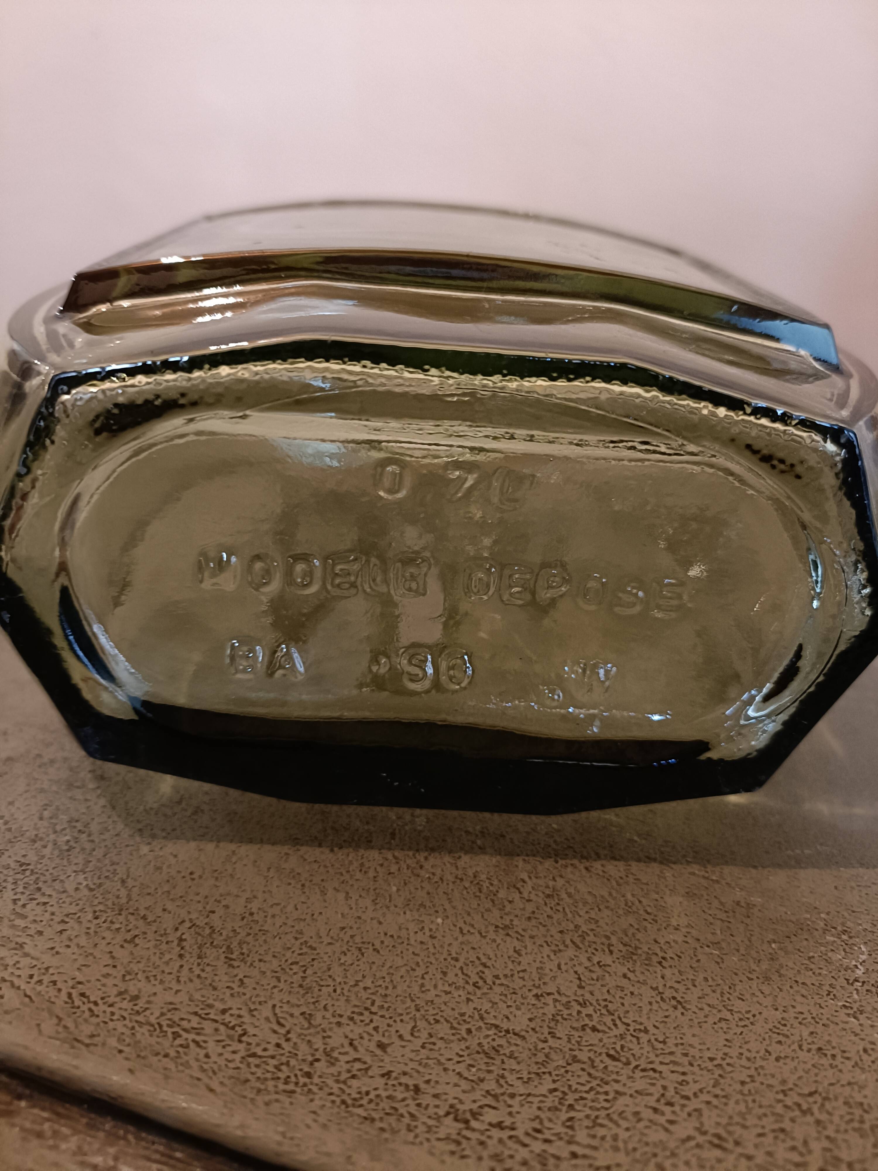 Antique smoked glass bottle, Art Deco style