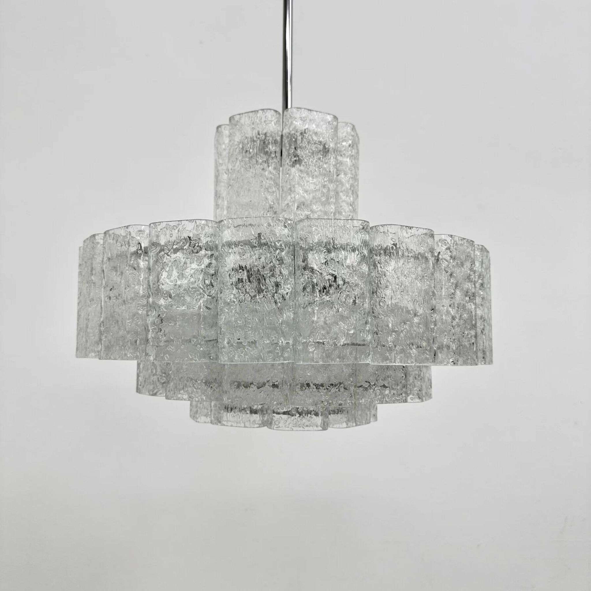 Mid-century design Doria Leuchten glass chandelier, 1970s