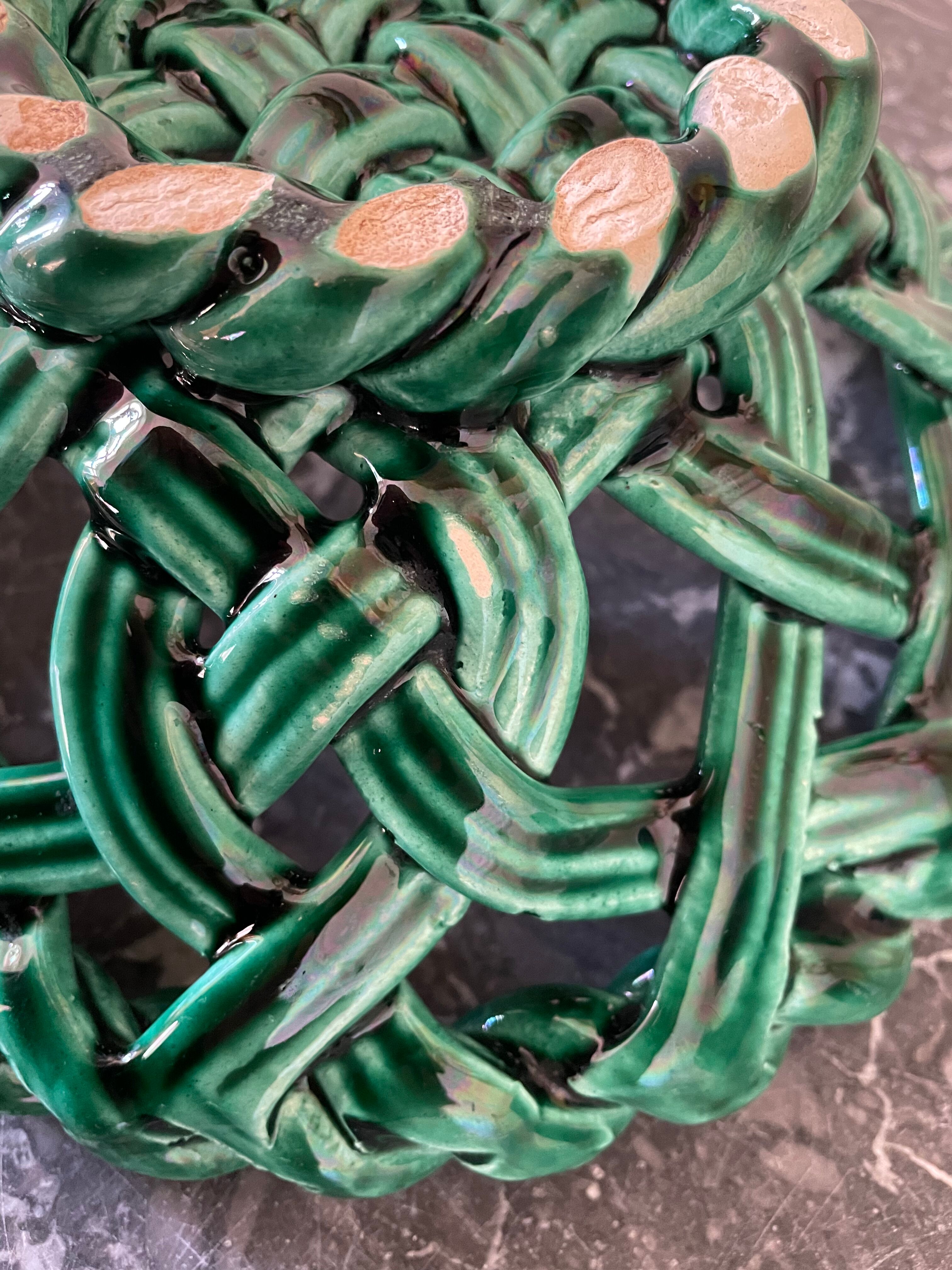 Braided earthenware basket