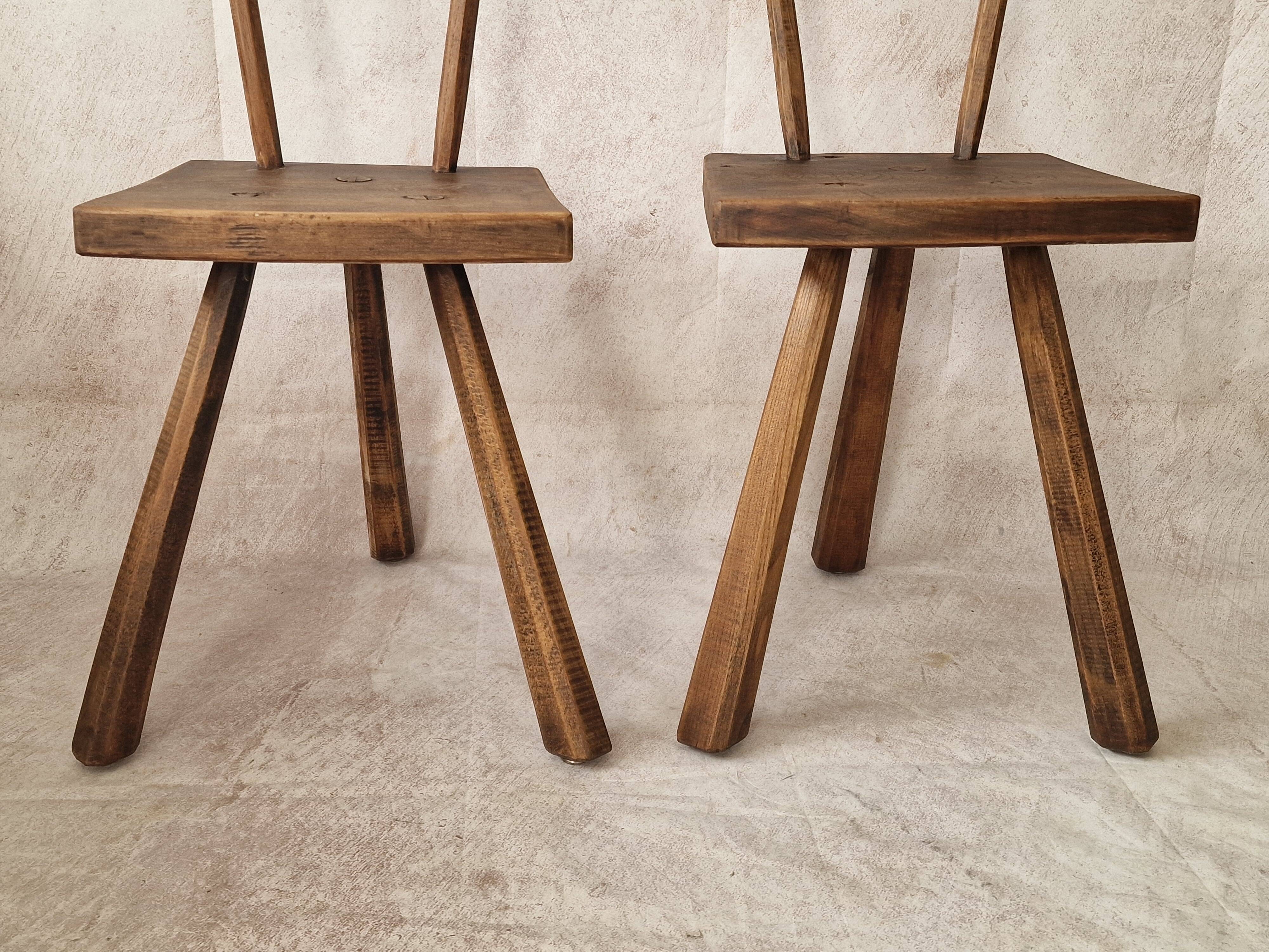 pair of brutalist wabi sabi style chairs