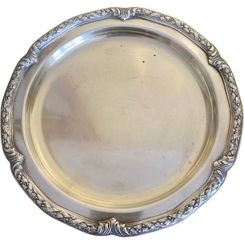 Circular silver metal tray, Victor Saglier 1809-1894