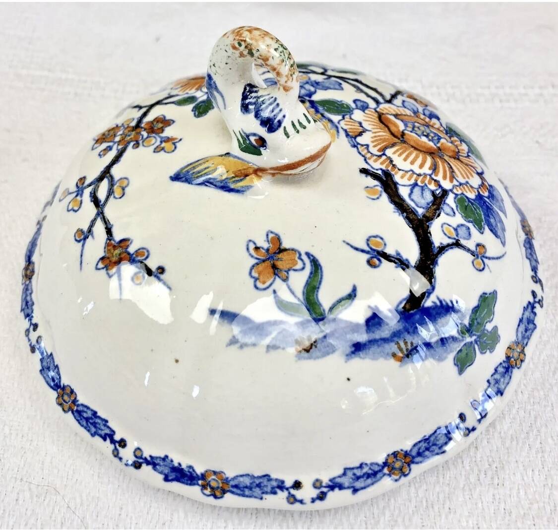 Gien sugar bowl rooster and peonies model 1938 1960