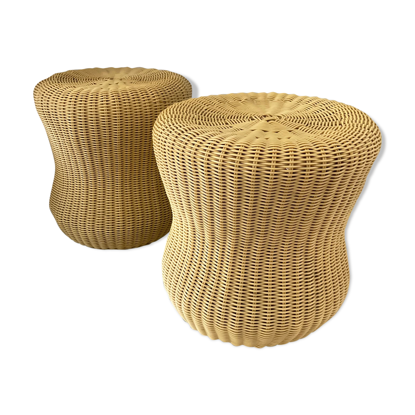 Series of 2 Scoubidou poufs from the 70s