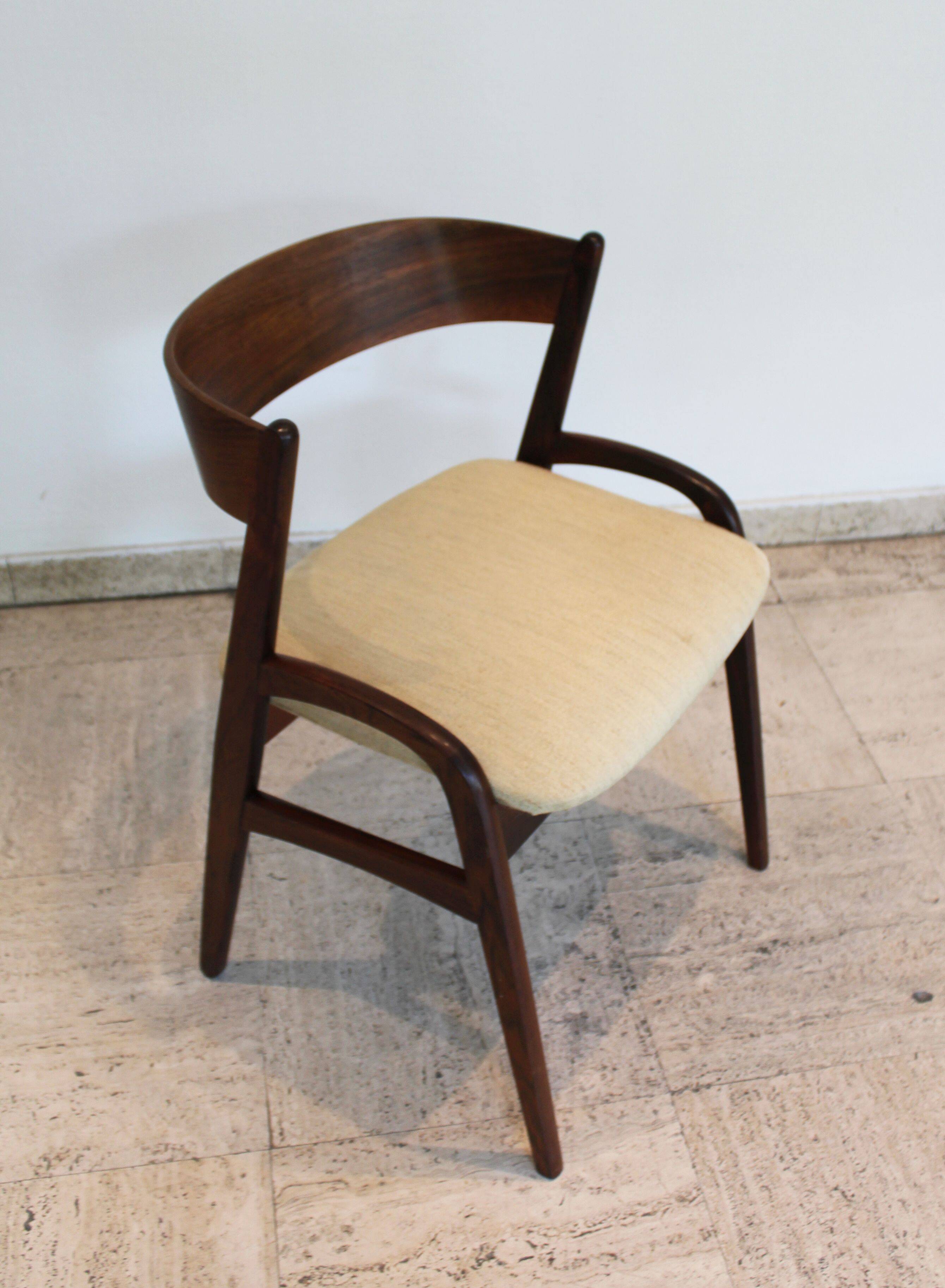 Set of six Scandinavian rosewood chairs, Denmark, 60s.