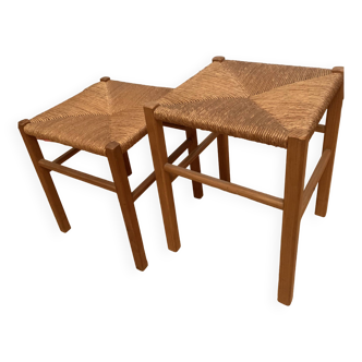 Wood and wicker stools