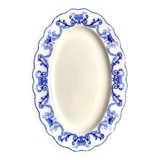 Plat ovale Sarreguemines en faïence bleue, service "Corbeille"