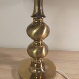 Lampe en laiton avec abat-jour motif plumes de paon