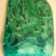 White multi-layer blown glass bottle vase with blue and green inclusions