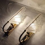Par de apliques de cristal. Italia, 1970s.