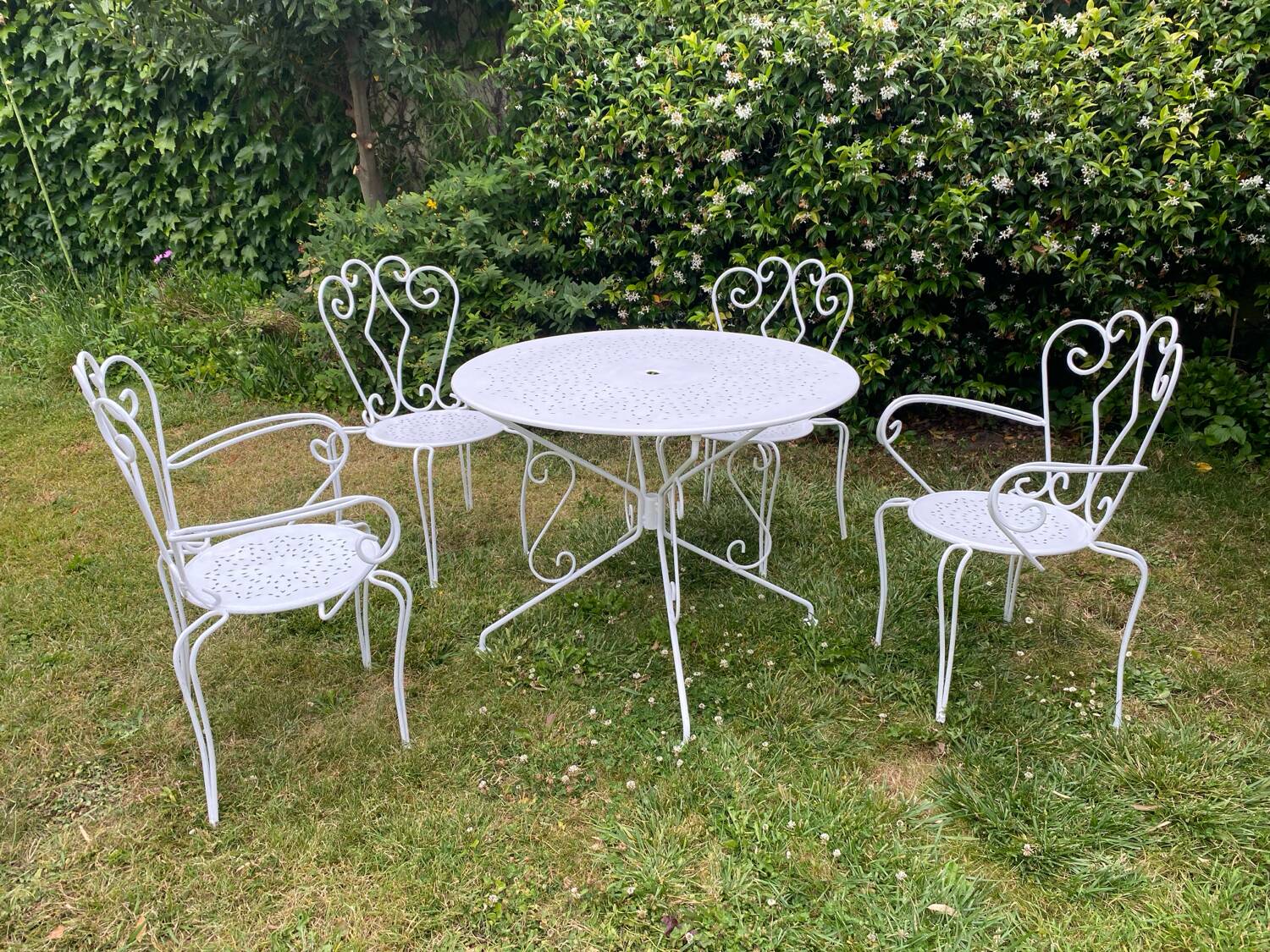 Old wrought iron garden furniture from the 1950s