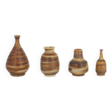 Small Mid-Century Scandinavian Modern Collectible Honey Stoneware Vase by Gunnar Borg, Set of 4