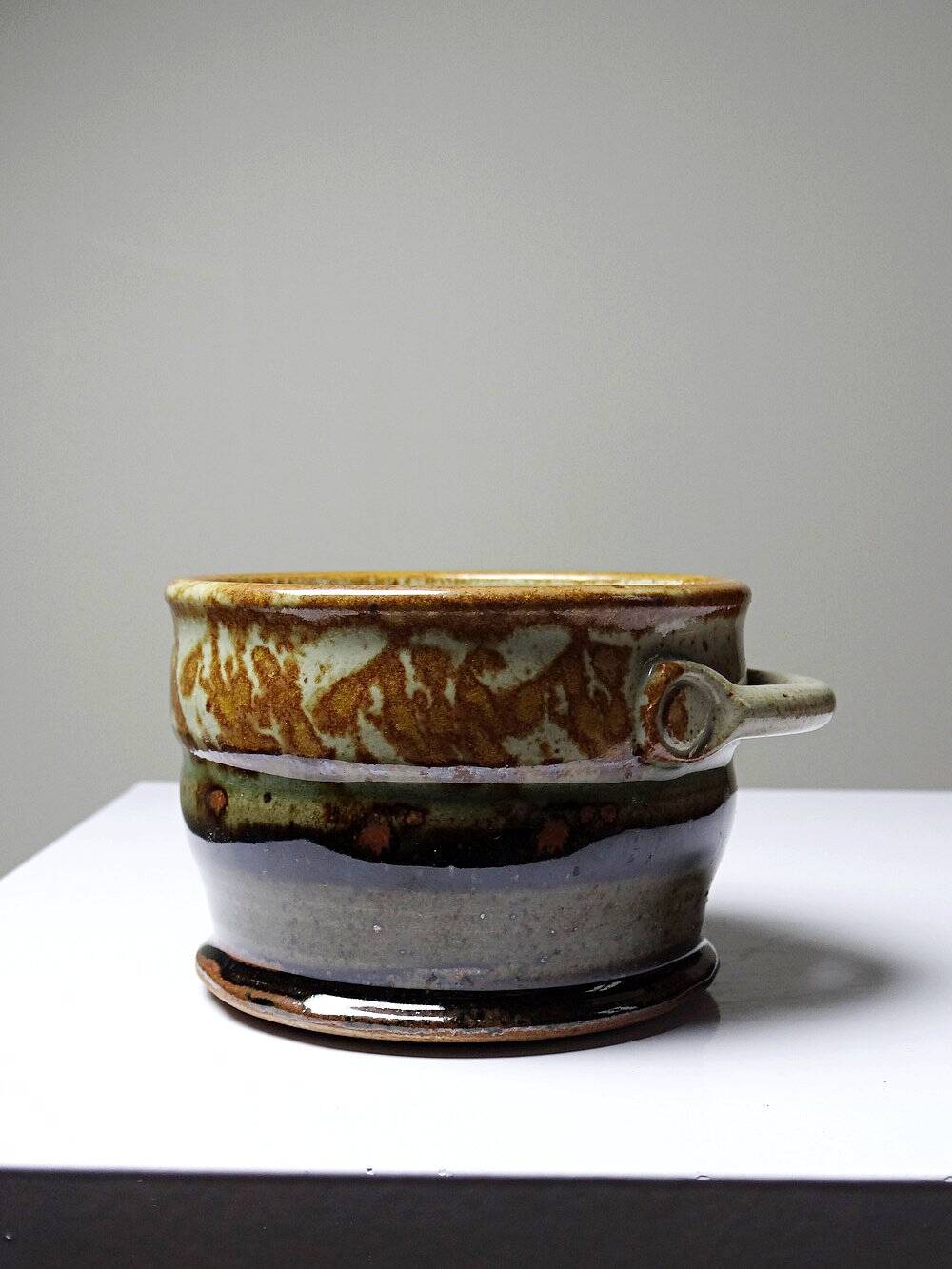 Large glazed stoneware vintage Japanese-style mug signed from the 90s-2000s.