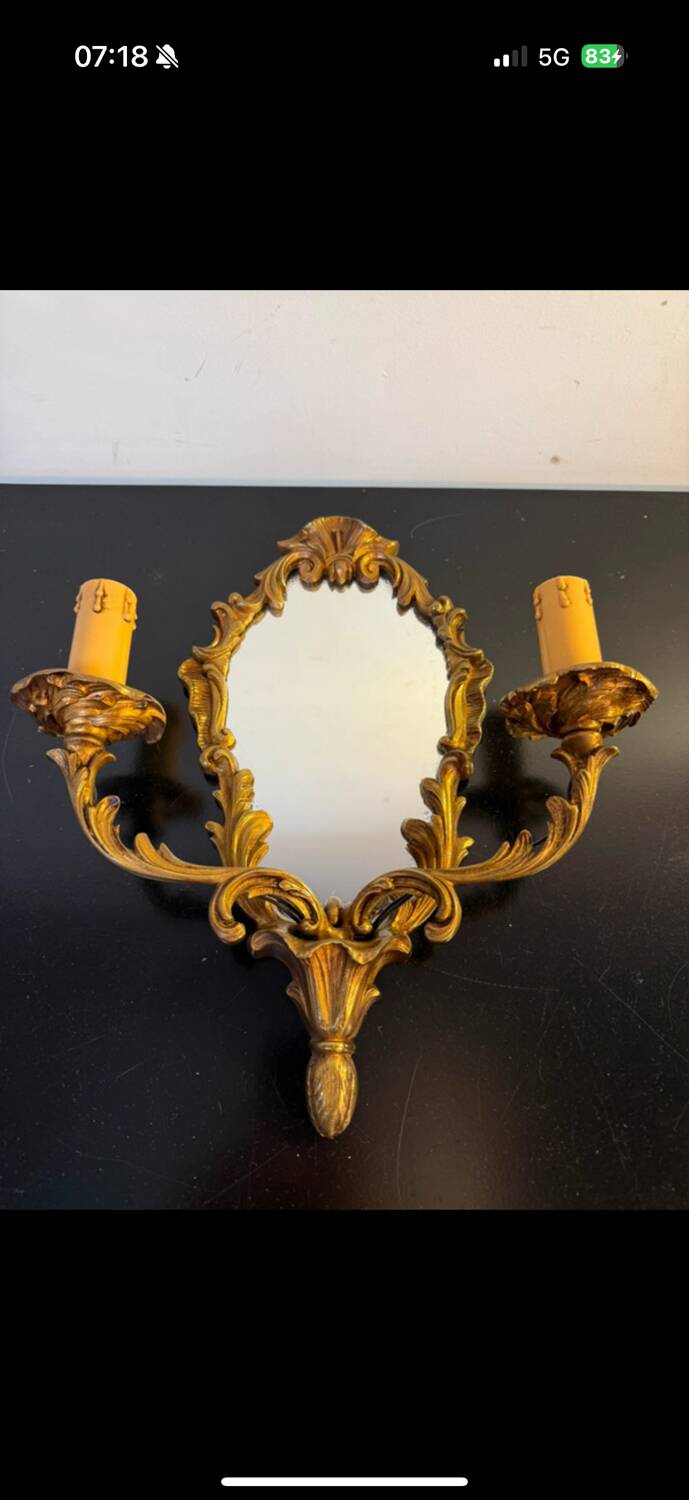 Gilded bronze mirror wall light - Louis XV Rococo style