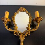 Applique murale miroir en bronze doré - style Louis XV Rococo